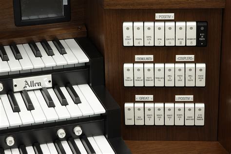 Built as 4-channel instrument, but call for alernate speaker size and compliment options. . Allen organ manuals